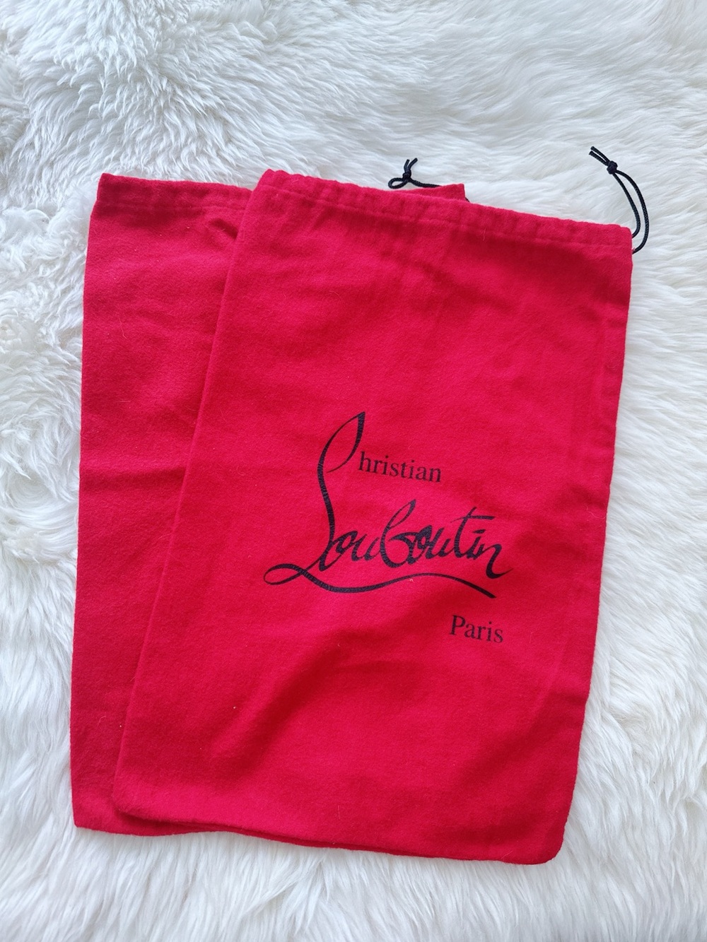 Authentic Christian Louboutin Red Logo Drawstring Dust Bags (Set of 2)
